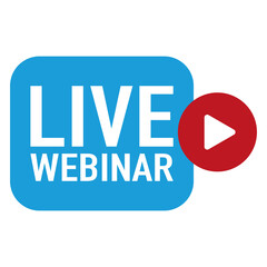 Live Webinar Button, icon, emblem.