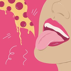 Woman eating pizza