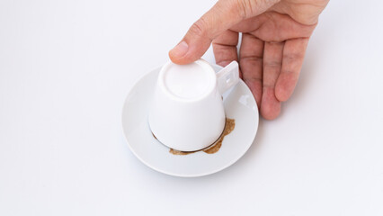 Fortune telling with coffee. Woman fortune teller predicting the future with coffee grounds