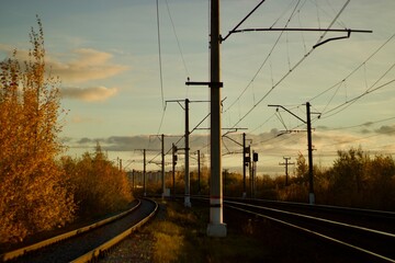 railway in the sunset