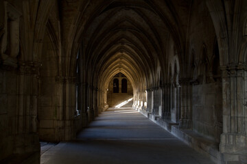 Dark gallery of a monastery
