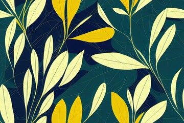 Abstract art nature background 2d. Modern shape line art wallpaper. Boho foliage botanical tropical leaves and floral pattern design for home deco, wall art, social media post and story background