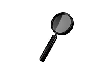 Black magnifying glass, search icon on white background 3d render.