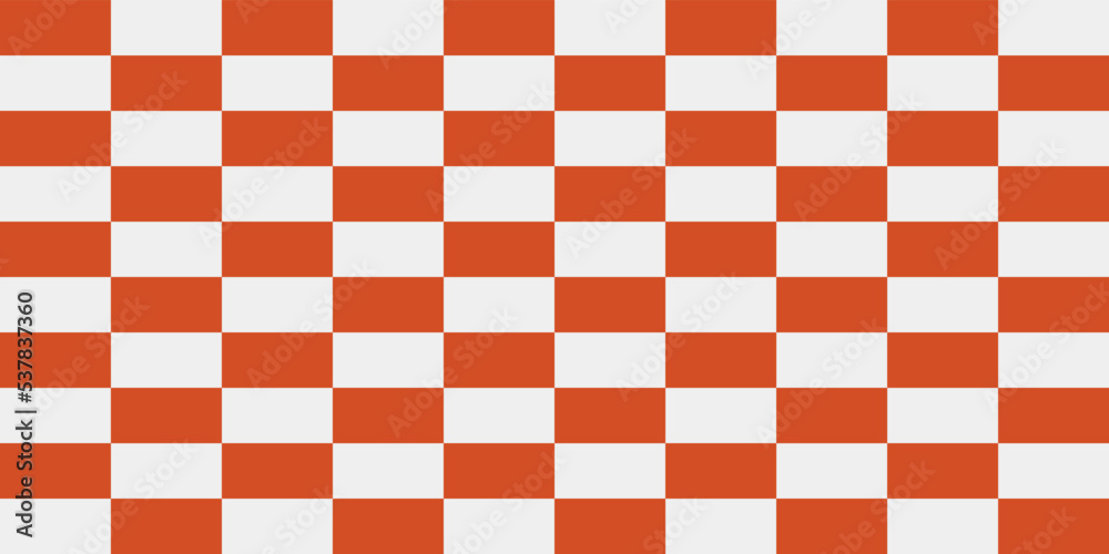 Poster A checkerboard pattern of orange tiles alternating with white ones. Vector from orange rectangles.