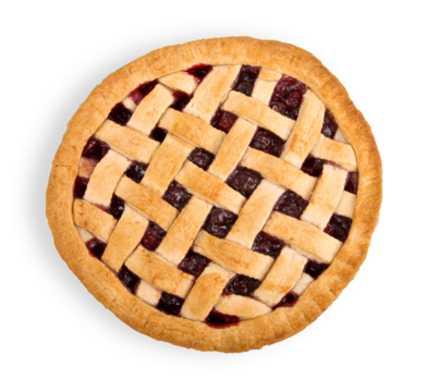 Delicious baked cherry pie, top view