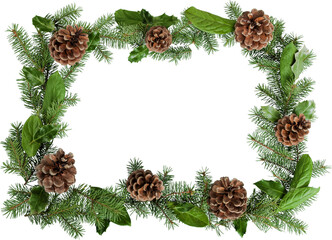 Decorative Christmas wreath on white background