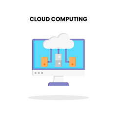 Cloud Computing flat icon. Vector Illustration on white background.