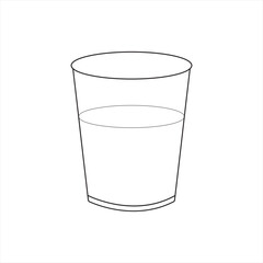 Glass of water vector line art 
