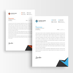 corporate business letterhead template vector, blue, red color 