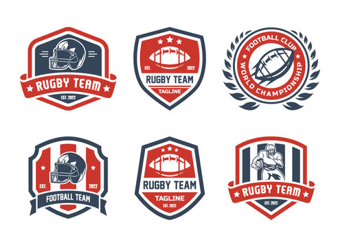 Rugby logo vector colorful set, Football badge logo template