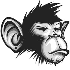 Monkey head mascot logo design