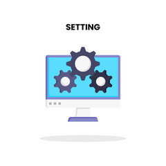 Setting flat icon. Vector Illustration on white background.