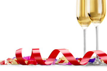 Two glasses of champagne isolated on white background