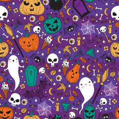Pattern with Halloween drawings