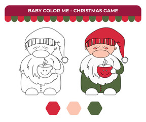 Coloring book for children, Christmas children game, Santa Claus