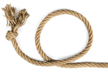 Coiled rope on a white background close up - obrazy, fototapety, plakaty