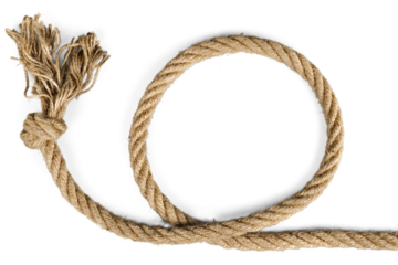 Coiled rope on a white background close up
