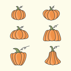 set logo pumpkin vintage color vector icon template illustration design