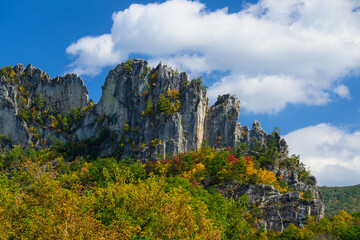 Seneca Rocks on an Autumn Afternoon as the Clouds Roll In