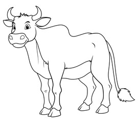 Cow Cartoon Animal Illustration BW