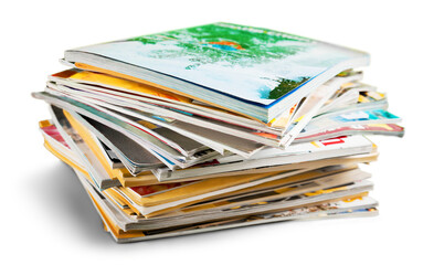 Stack of magazines on white background - Powered by Adobe
