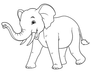 Elephant Cartoon Animal Illustration BW
