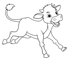 Little Cow Cartoon Animal Illustration BW