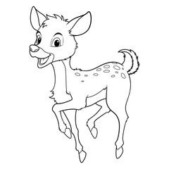 Little Deer Cartoon Animal Illustration BW
