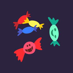 set of cute candy silhouette isolated vector illustration. Element for halloween needs