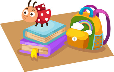 School bag with education book