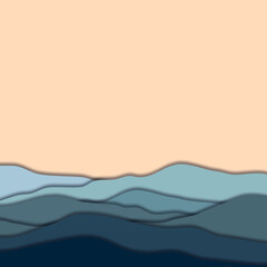 Abstract paper cut with pastel nature, mountain in sunset background 
