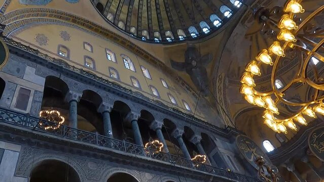 The dome of the Turkish mosque from the inside. Interior painting of a Turkish mosque. islamic mosque