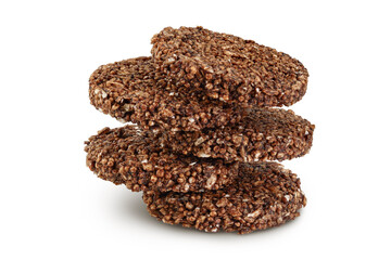 amaranth cookies with carob isolated on white background with full depth of field. Healthy food.