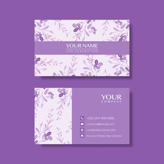 Elegant business card template with flowers in watercolor