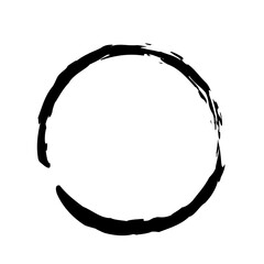 Circle brush element. Brush strokes. Grunge round shape.