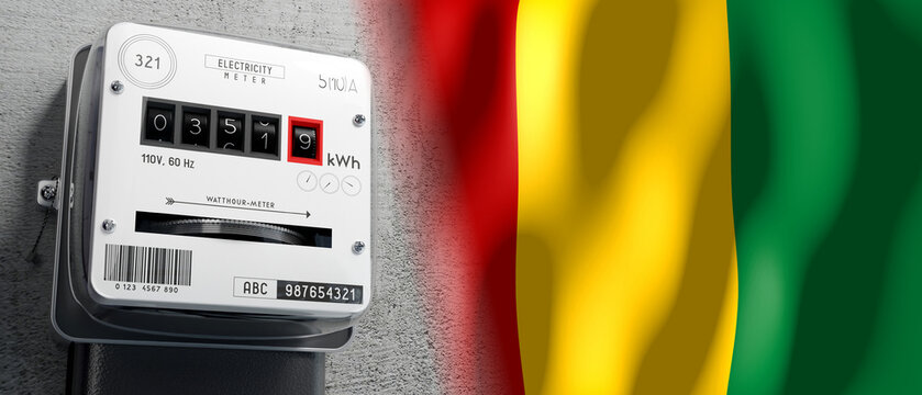 Guinea - Country Flag And Energy Meter - 3D Illustration