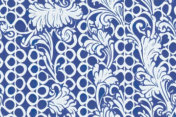 Blue and white damask 2d seamless pattern. Vintage, paisley elements. Traditional, Turkish motifs. Great for fabric and textile, wallpaper, packaging or any desired idea.