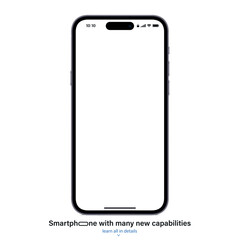 new frameless smartphone purple color with blank screen saver front view isolated on white background. mockup of realistic and detailed mobile phone with shadow. vector illustration