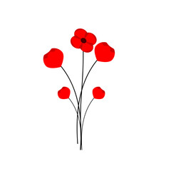 Fototapeta na wymiar Vector illustration of a bright poppy flower. Anzac memorial day symbol