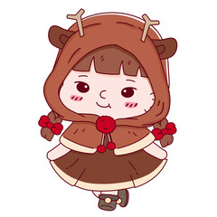 Christmas Reindeer cute girl
