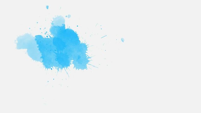 Blue ink drops splatter spilling transition. ink slow motion transition reveal animation. Ink brush stroke transition. Ink splash. Abstract inkblot, splat, fluid art, overlay, alpha matte. 