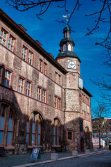 View of old town in Europe in beautiful evening light at sunset. Germany.