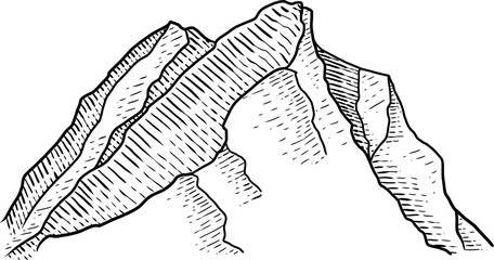 Mount Hand Drawn Engraving Classic