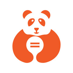 Panda Pause Logo Negative Space Concept Vector Template. Panda Holding Pause Symbol