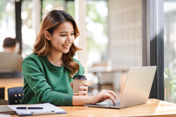 Asian business woman Business document check, account check, document search Legal documents, document preparation, reports, tax analysis, time, accounting, data sheets