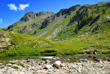 Obraz premium Gran Paradiso National Park. Aosta Valley, Italy. Beautiful mountain landscape in sunny day.