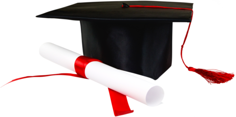Graduation Hat and Diploma - Isolated
