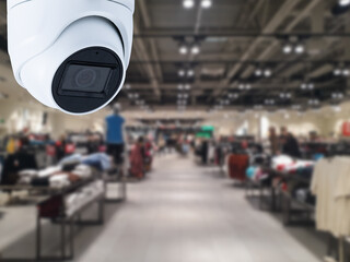 Surveillance camera shopping department store on the background