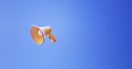 Yellow loudspeaker on a beautifully pastel background, 3d illustration

