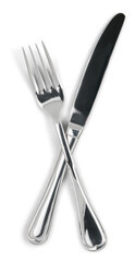 Knife and fork isolated on white background